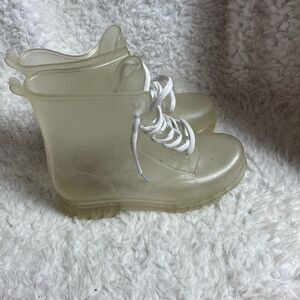 Clear jelly lace up combat rain boots EUR size 39.